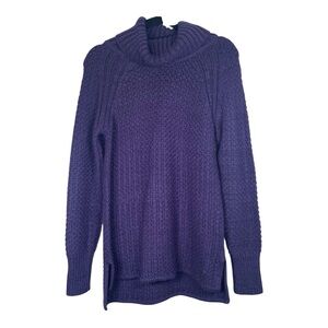 Northern Reflections Sz S Cozy Purple Chunky Cowl Neck Knit Sweater Side Slits